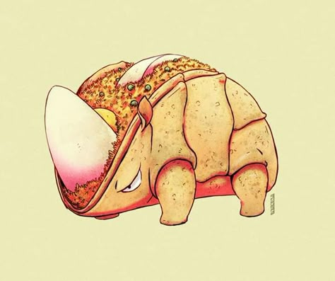 Food Creatures, Food Characters, Funny Characters, 3d Sculpting, Dnd Dragons, Cute Food Drawings, Food Drawings, Cute Doodle Art, Fantasy Creatures Art