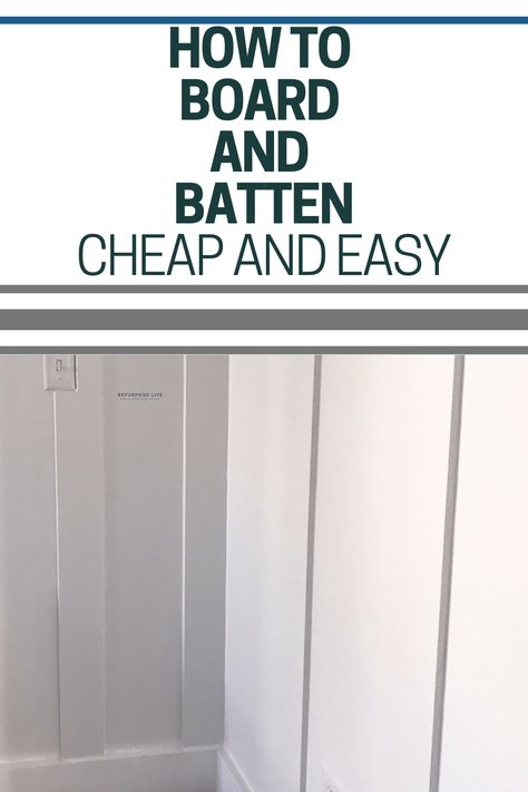 Board and batten is one of the cheapest and easiest ways to makeover a room. With just a few materials and tools even a novice DIY'er can transform a room over a weekend. Cheap Shiplap, Batten Walls, Interior Accent Wall, Budget Friendly Living Room, Craftsman Trim, Batten Wall, Board Batten, Narrow Hallway Decorating, Shiplap Accent Wall