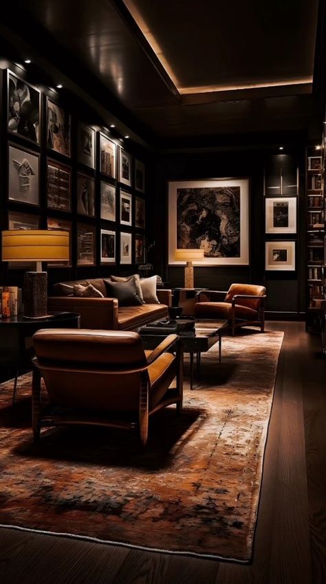 Masculine Bar Room, Modern Western Bar Design, Speakeasy Wall Mural, Man Cave Speakeasy, Speakeasy Decor Bar Interior Design, Whiskey Room Lighting, Small Basement Speakeasy, Dark Moody Man Cave, Modern Speakeasy Aesthetic