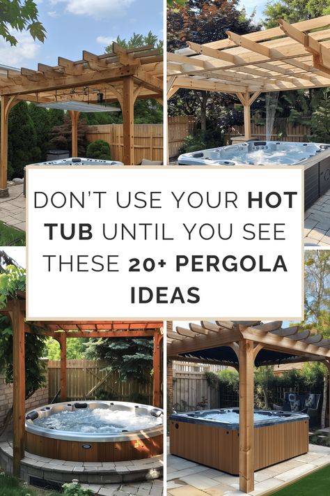 Don't Use Your Hot Tub Until You See These 20  Pergola Ideas - HearthandPetals Gazebo And Hot Tub Ideas, Pergolas Over Hot Tubs, Hot Tub With Pool Ideas Backyard, Pergola Patio With Hot Tub, Covered Jacuzzi Outdoor Ideas, Pergola Over Hot Tub Ideas, Pergola Around Hot Tub, Hot Tub Ideas Backyard Pergola, Pergola Ideas For Hot Tubs