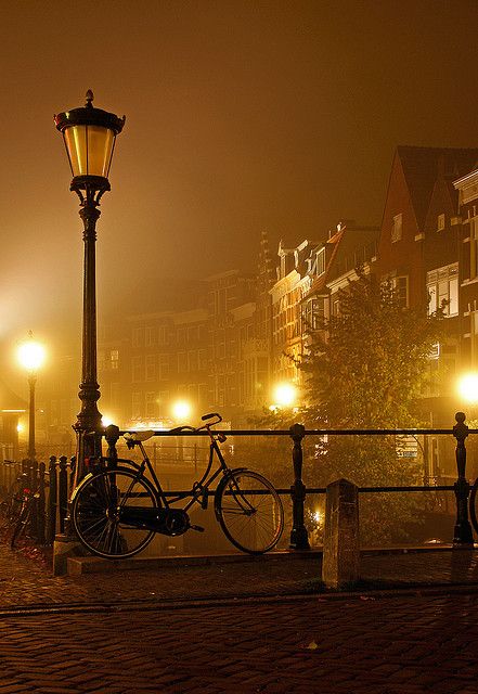 Bicycle, Oude gracht, Utrecht at Night | Flickr – Chia sẻ ảnh! Foggy Night, Foto Art, Street Lamp, Street Light, Pretty Places, Oh The Places Youll Go, Utrecht, City Lights, Night In