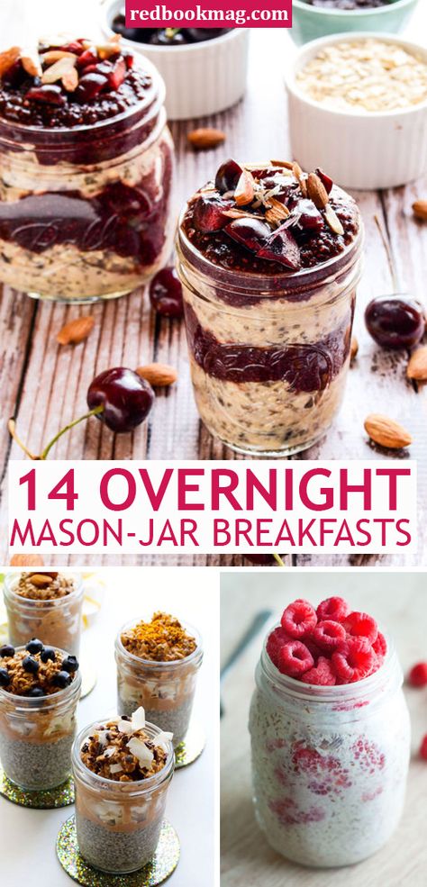 EASY OVERNIGHT MASON-JAR BREAKFASTS: Sure, mason-jars are the best for cute crafts and home decor, but they're also super functional, just look here! Whip up these easy breakfast ideas like Cherry Chia Overnight Oats, Healthy Breakfast Bread Pudding, and so much more, with these simple recipes! They're delicious, healthy, and perfect for busy schedules—just prep ahead the night before, and grab and go in the morning. This is healthy and delicious eating made easy! Jar Breakfast, Mason Jar Breakfast, Mason Jar Recipe, Breakfast In A Jar, Oat Recipes Healthy, Overnight Oatmeal, Mason Jar Salad, Mason Jar Meals, What's For Breakfast