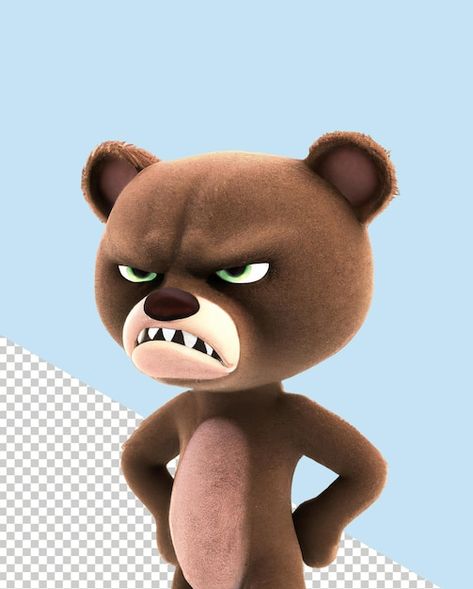 Angry Teddy Bear, Angry Bear, 3d Render, Graphic Resources, Teddy Bear