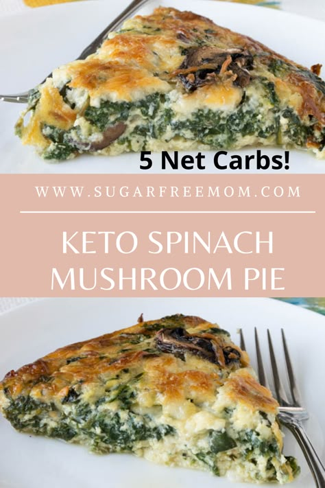 Keto Crustless Mushroom Spinach Pie Keto Veggie Recipes Low Carb, Keto Mushroom Recipes Low Carb, Keto Meatless Recipes, Low Carb Spinach Recipes, Fast 800 Keto Recipes, Low Carb Mushroom Recipes, Canned Spinach Recipes Easy, Mushroom Keto Recipes, Keto Mushroom Recipes