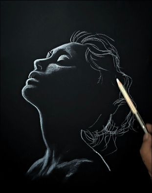 191K views · 9K reactions | BW Portrait | White Charcoal on black paper ❤️ 
#artist #art #drawing | By Artist Sankha AdhikariFacebook White Pencil Portrait On Black Paper, White Pencil On Black Paper Drawing, White Charcoal Drawing On Black Paper, White Drawing On Black Paper, Charcoal Art Portrait, White Charcoal On Black Paper, Charcoal On Black Paper, White Charcoal Drawing, Bw Portrait