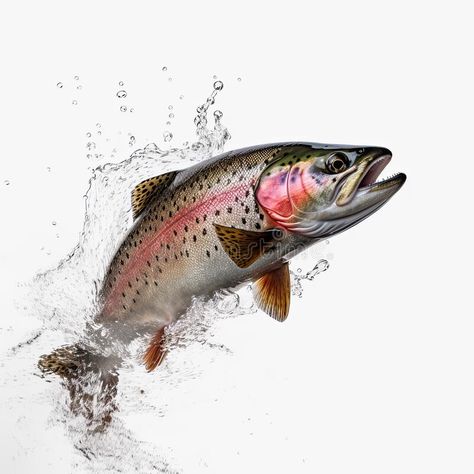 Rainbow trout - Oncorhynchus mykiss - Trota Salmonata isolated on white stock images Rainbow Trout Photography, Trout Photography, Park Illustration, Trout Art, About Rainbow, Fly Fishing Art, Unique Fish, Fishing Art, Island Park