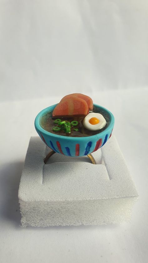 Ponyo Ramen Studio Ghibli statement ring charm Ponyo Clay, Ponyo Ramen, Food Rings, Iconic Anime, Clay Clay, Ceramic Inspiration, Clay Studio, Anime Food, Sell Art