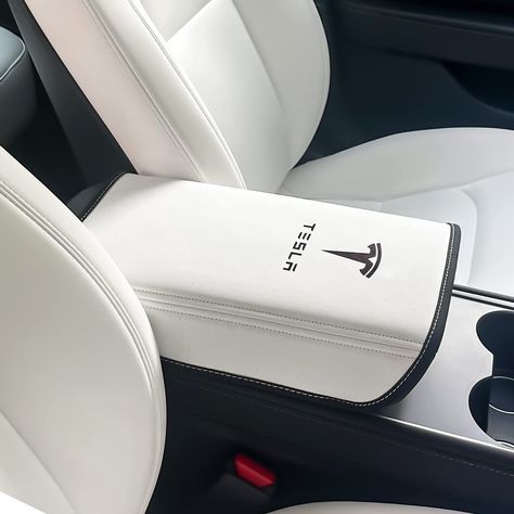 Interior Car Accessories, Tesla Logo, Car Console, Led Logo, Car Armrest, Interior Car, Tesla Model X, White Car, Tesla Model 3