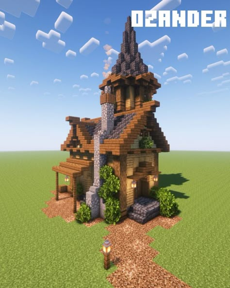 Minecraft starter oak spruce house with tower Starter House In Minecraft, Minecraft Tower House Ideas, Minecraft Village Tower, House With Tower Minecraft, Minecraft Survival Starter House, Tower Base Minecraft, Minecraft Starter Houses Survival, Witches Tower Minecraft, Spruce Tower Minecraft