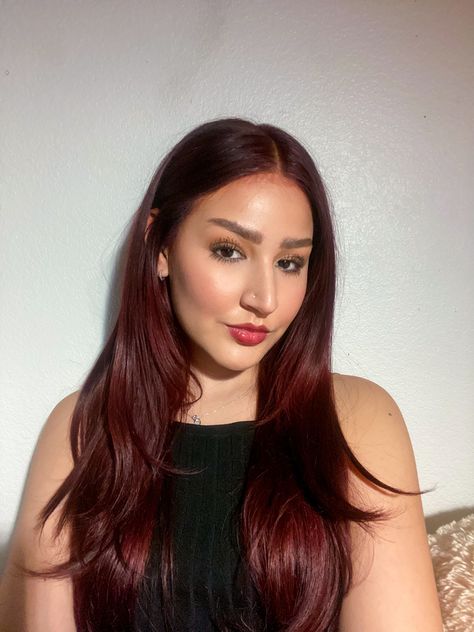 Burgundy Hair On Olive Skin, Dark Red Hair Olive Skin, Red Hair Indian Skin, Burgundy Hair Colour For Indian Skin, Haircolour Ideas For Indian Skin, Red Hair Colour For Indian Skin, Red Hair Indian, Hair Color For Brown Skin Indian, Red Hair Olive Skin