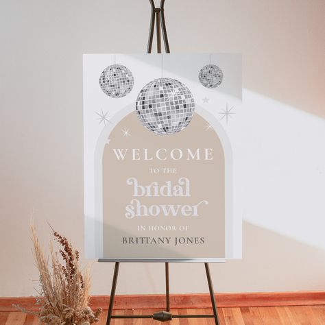 Bridal Shower Signs Diy, Diy Bridal Shower Decor, Disco Glamour, Large Welcome Sign, Retro Disco Ball, Bachelorette Party Invite, January Baby, Retro Disco, Bridal Shower Welcome Sign