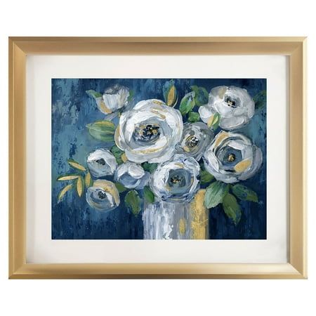 Add peace and calm to your living space with this nature-inspired Premius Conference Framed Flower And Bird Wall Art. Features a vase with blue flowers with a golden frame around it. The neutral color scheme of this image would compliment a transitional or modern farmhouse decor, and would look perfect at home in a living room, bedroom or any other living space. Catch the attention of your visitors by hanging this beautiful floral wall art anywhere in your home and be amazed how this stunning wa Traditional Artwork For Living Room, Navy Sofa Living Room Colour Schemes Accent Wall, Blue And White Living Room Farmhouse, Neutral And Blue Living Room, Living Room With Yellow Accents, Blue And Yellow Bedroom Ideas, Grand Millenial, Navy Blue Decor, Room Pics