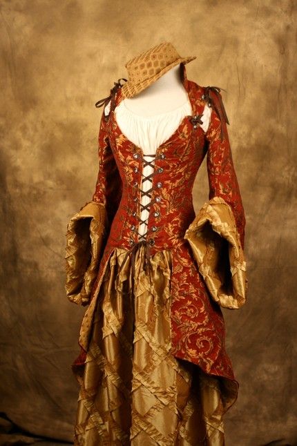 Etsy :: damselinthisdress :: Corseted Pirate Coat Full Gown Pirate Coat, Mode Steampunk, Full Gown, Fest Outfits, Steampunk Costume, Medieval Dress, Medieval Clothing, Pirate Costume, Steampunk Fashion