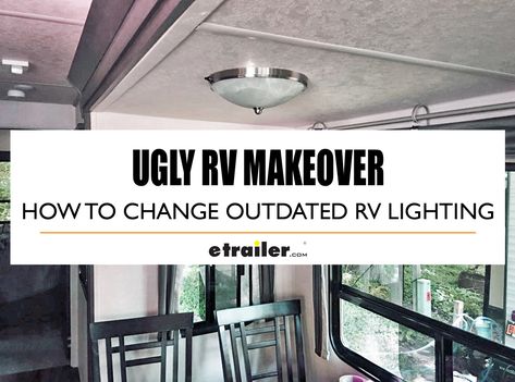 Rv Lighting Upgrade, Rv Puck Light Makeover, Rv Lighting Ideas, Rvs Interior, Rv Led Lights, Rv Diy, Motorhome Remodel, Lighting Makeover, Camper Reno