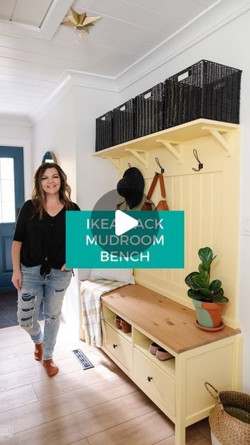 Christina Dennis on Instagram: "IKEA hack time! What do you think of this mudroom bench DIY? I wanted to create a built-in looking bench in the small entry of our Little Lake House, and starting with the IKEA Hemnes TV bench was an affordable way to do it. Paint, trim and beadboard helped make this look like one piece, but I can still move the bench to clean underneath. 🙌 Let me know what you think of this DIY!

#thediymommy #IKEAHack #ikeafinds #ikeahome #diyhomedecor #EntrywayMakeover #mudroom" Ikea Hemnes Tv, Mudroom Bench Diy, Paint Trim, Ikea Finds, Tv Bench, Diy Mudroom Bench, Small Entry, Bench Diy, Ikea Hemnes