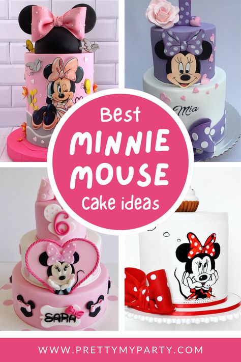 10 Cutest Minnie Mouse Cakes Everyone Will Love - Pretty My Party Minnie Mouse Cake For 2nd Birthday, Toodles Minnie Birthday Party, Minnie Mouse Cake Ideas Pink, Mickey Mouse Birthday Cake Ideas, Mini Mouse Cakes Ideas Girl Birthday, Purple Minnie Mouse Cake, Easy Minnie Mouse Cake, Minnie Mouse Cake Pink, Simple Minnie Mouse Cake