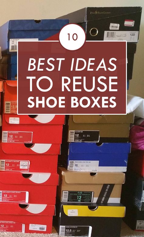 10 Best Ideas to Reuse Shoe Boxes Reuse Shoe Boxes, Upcycle Shoes, Shoe Box Diy, Shoe Box Organizer, Shoe Box Crafts, Recycled Shoes, Cardboard Organizer, Shoe Box Storage, Shoe Organization