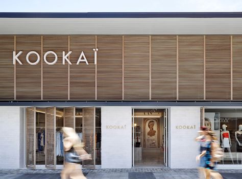 Kookaï - Pacific Fair | Cavill Architects Cavill Architects, Brisbane Architects, Japan House, Fortitude Valley, Timber Buildings, Coastal Lifestyle, Australian Architecture, Aluminum Extrusion, Shop Front Design