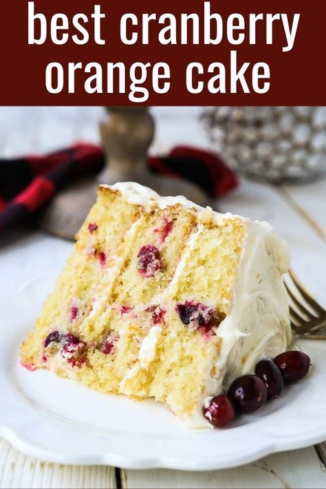 Cranberry Orange Cake, White Chocolate Frosting, Cake With White Chocolate, Cranberry Jam, Cranberry Cake, White Chocolate Buttercream, Orange Cranberry, Cake Layers, Cherry Recipes