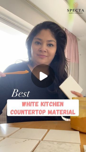 Sonika Khurana Sethi on Instagram: "Best White Kitchen Countertop Material? 
Well answer is Quartz! I did some testing with @spectaquartzsurfaces & it did definitely passed the test. With knowing the right way to maintain it, you can definitely explore Quartz for your home! 

Also, this is Episode 4 in Spectacular Space Series powered by @spectaquartzsurfaces where I show you 3 ways of using Arctic Wave in your home!

For queries or questions, you can contact-
0141-6706777 or whatsapp on 7300223327!

Let me know your thoughts in the comments 👇 

(Quartz, White kitchen countertop, kitchen countertop, bathroom countertop, tv panel)

#collab 
#quartz #kitchen #kitchencountertops #bathroomdesign #coloraza #interiordesign" Same Backsplash And Countertop, White Countertops Kitchen Quartz, Frost White Quartz Countertop, White Quartz Countertop Kitchen, Quarts Counter Tops Kitchen, Quartz Kitchen Countertops White, Kitchen Quartz Countertops, Quartz Countertops Kitchen, Kitchen With Quartz Countertops