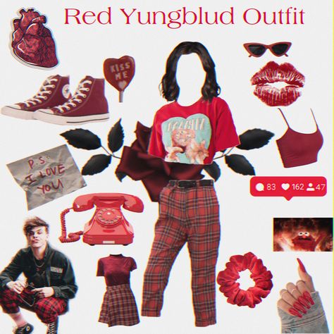 #YUNGBLUD #yungblud #yungbludaesthetic #redaesthetic #girlaesthetic Yungblud Aesthetic Outfits, Yungblud Concert Outfit Ideas, Yungblud Inspired Outfits, Yungblud Outfit Ideas, Yungblud Concert Outfit, Yungblud Outfits, Yungblud Concert, Yungblud Aesthetic, Clothes Collage