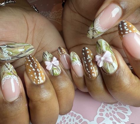 princess Deer Print Nails, Fawn Nails, Deer Nails, Camo Nails, Deer Fawn, Print Nails, New Nail, Press Ons, Deer Print