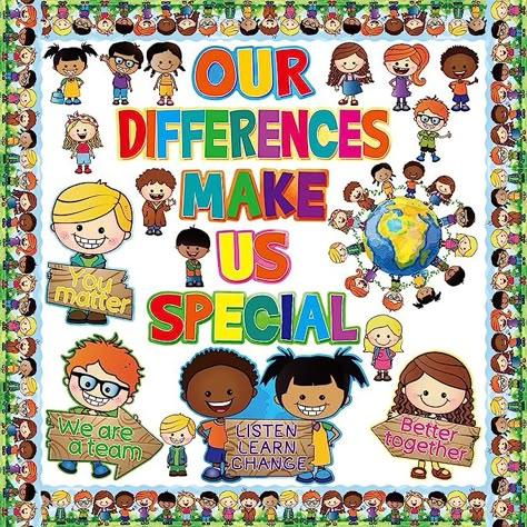 Diversity bulletin board set for the classroom #bulletinboard #classroomdiversity #inclusiveclassroom #backtoschool Diversity Classroom Theme, Diversity Classroom Decor, Diversity Bulletin Board Elementary, Diversity Bulletin Board Ideas, Multicultural Bulletin Board, Inclusive Classroom Decor, Diversity Display, Diversity Bulletin Board, Pe Classroom