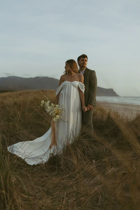 oregon coast intimate wedding. oregon coast elopement. documentary style elopement photos. wedding photo inspiration. elopement inspiration. costal elopement. oregon coast wedding. unique elopement inspiration. intentional elopement. adventurous elopement. British Columbia Elopement, Cape Cod Elopement, Ethereal Beach Wedding, Oregon Coast Wedding Photos, Elopement Ideas Beach, Cannon Beach Elopement, Ocean Elopement, Tofino Elopement, Moody Beach Photoshoot