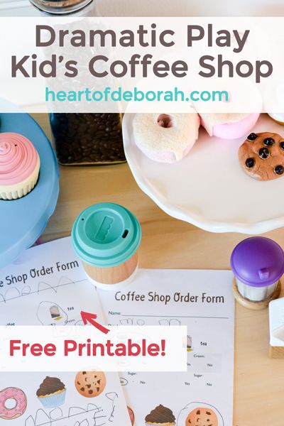 Pretend play is a preschooler's dream! Set up this dramatic play coffee shop and your kids will love taking your order. Don't forget to download the free printable coffee shop sign and order form. Your toddler will love making your coffee and warming up the donuts. Bakery Pretend Play Free Printable, Bakery Dramatic Play Printables Free, Coffee Shop For Kids, Play Coffee Shop, Coffee Shop Sign, Dramatic Play Printables, Coffee Shop Signs, Role Play Areas, Dramatic Play Preschool