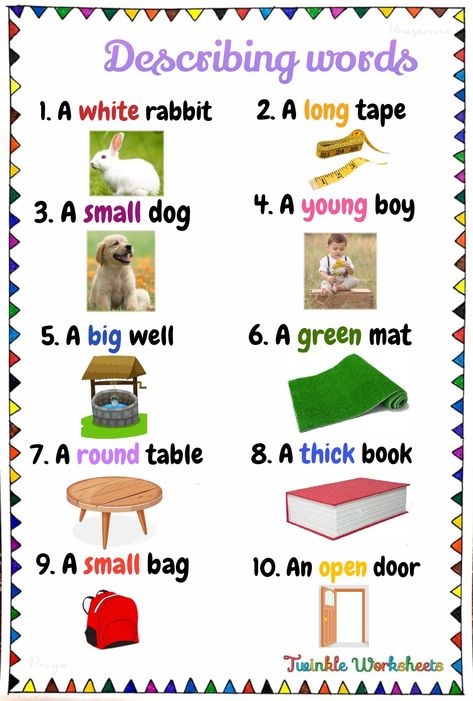 Describing Words Activities, Describing Words For Grade 1, Describing Words Activity, Describing Words Worksheet For Grade 1, Describing Words Worksheet, Kindergarten Grammar Worksheets, Learning English Is Fun, Kindergarten Grammar, English Conversation For Kids