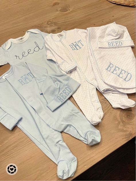 Baby Boy Monogram Ideas, Baby Boy Embroidery Ideas, Boys Monogrammed Onesie, Baby Boy Going Home Outfit, Newborn Going Home Outfit, Monogram Onesies, Monogramming Ideas, Baby Boy Gowns, Baby Boy Coming Home Outfit