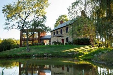 Stunning addition to old stone house defies conventional thinking - al.com Modern Addition To Old House, Building An Addition, Barn Siding, Old Stone Houses, Kitchen Addition, Modern Extension, Weekend House, Modern Addition, Old Stone