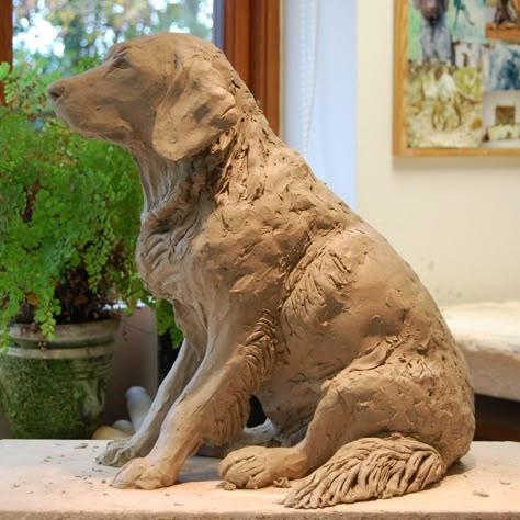 Commission Dog Sculptures In Tune With Nature, Sculptures Céramiques, Dog Walk, Keramik Design, Dog Sculpture, Dog Statue, Clay Animals, Ceramic Animals, Pottery Sculpture