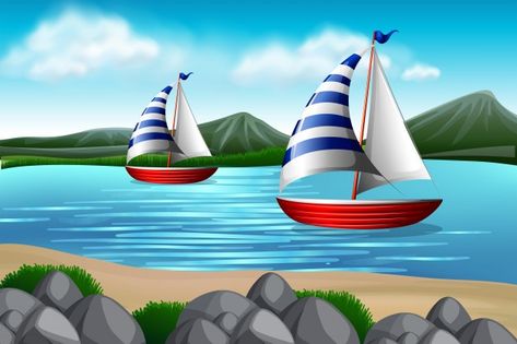 Sailing boats in the sea Free Vector | Free Vector #Freepik #freevector #travel #water #sea #landscape Boat Cartoon, Sea Clipart, Houses Interior, Indian Women Painting, School Images, Sailing Boats, Beautiful Houses Interior, Beautiful Houses, Creative Fonts