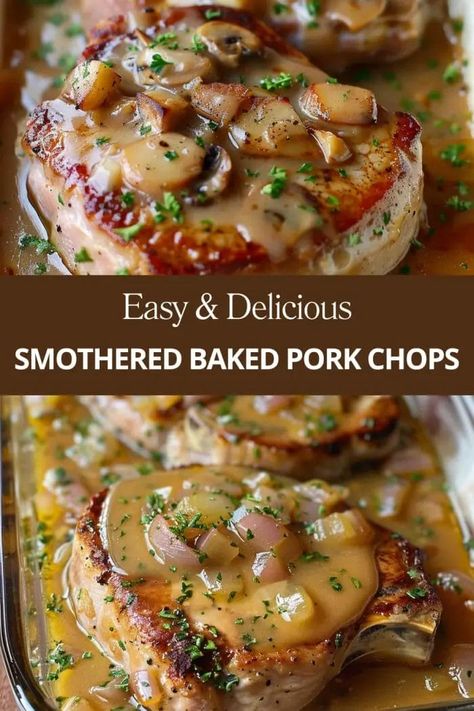 Smothered Baked Pork Chops Dutch Oven Pork Chops Recipes, Oven Baked Smothered Pork Chops, Baked Smothered Pork Chops In Oven, Oven Smothered Pork Chops, Smothered Pork Chops In Oven, Smothered Baked Pork Chops, Butterfly Pork Chop Recipes, Pork Chops In The Oven, Healthy Pork Chop Recipes