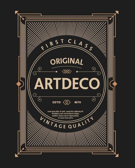 vintage frame art deco label sign poster vector template Art Deco Graphic Design Poster, Art Deco Illustration Graphics, Art Deco Graphic Design, Brewery Signs, Gold Art Deco Pattern, Art Deco Frame, New Year Art, Vintage Framed Art, Art Deco Illustration