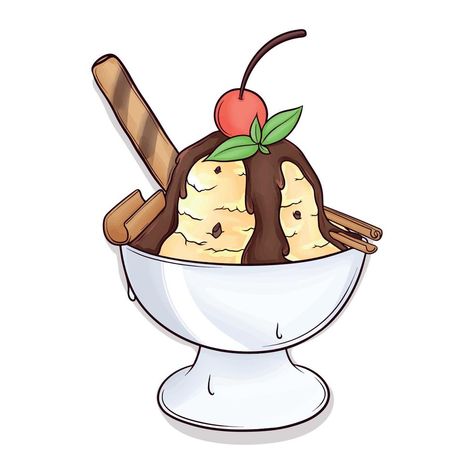 cute hand drawn ice cream sundae Ice Cream Sundae Tattoo, Ice Cream Sundae Drawing, Sundae Drawing, Cute Ice Cream Drawing, Ice Cream Sketch, Ice Cream Clip Art, Diy Stylus, Ice Cream Drawing, Cream Drawing