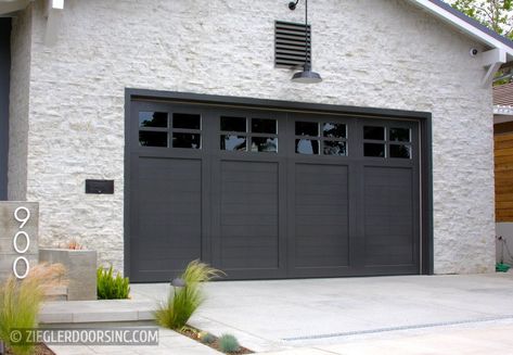 Farmhouse Wood Garage Doors | Ziegler Doors, Inc. Black Garage Doors, Garage Door Colors, Garage Door Windows, Wood Garage, Modern Garage Doors, Garage Door Types, Farmhouse Garage, Garage Door Styles, Wood Garage Doors