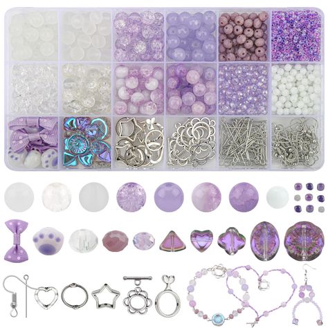 PRICES MAY VARY. Glass Beads Value Kit Include: The bracelet making kit comes with 140pcs 8mm round beads, 20pcs 8mm briolette rondelle beads, 200pcs 4mm glass beads, 50pcs 6mm faceted rondelle beads, approx 500pcs glass seed beads. It also includes many accessories to meet your various DIY needs, which they have 4pcs 10x30mm fabric bow, 4pcs 10mm glass cat paw beads, 5pcs 12mm Four-leaf clover beads, 5pcs 8mm glass heart beads, 5pcs 10mm shaped glass sector beads, 2pcs 14mm round glass flower b Bracelet Making Kits, Bead Wrapping, Bracelet Stuff, Beads Kit, Diy Kandi Bracelets, Bracelet Making Kit, Diy Kandi, Beautiful Beaded Jewelry, Beads Accessories