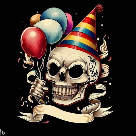 Skull Happy Birthday, Happy Birthday Skulls, Skeleton Tattoo, Funny Art Prints, Skeleton Tattoos, Emoji Birthday, Happy Birthday Dad, Funny Skeleton, Art Birthday