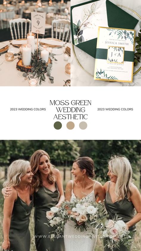 Moss Green Wedding Invitation, Moss Green And Blush Wedding, Moss Green Wedding Colors, Dreamy Romantic Wedding, Moss Green Wedding, Green Wedding Ideas, Moss Wedding, Olive Green Weddings, Inexpensive Wedding Invitations