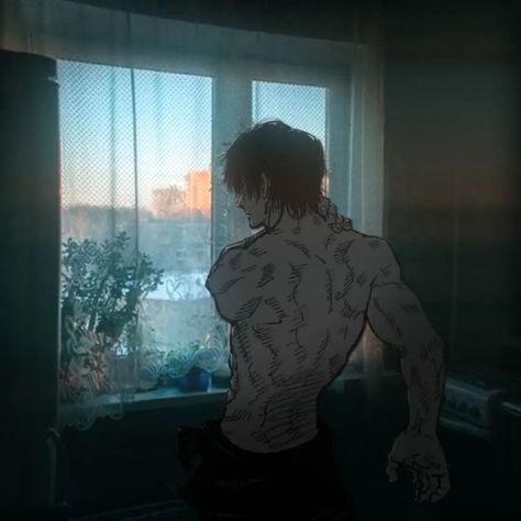 Toji Back Muscles, Dark Angelcore Aesthetic, Toji Pfp, Dark Angelcore, Gym Art, Toji Fushiguro, Anime Cover Photo, Anime Monochrome, Cool Anime Pictures