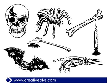 #Horror #Vector #Elements Download now for free! https://www.creativealys.com/2013/07/06/horror-vector-elements/ Horror Elements, Skulls And Bones, Vector Elements, In Logo, Graphic Design Projects, Horror Story, Vector Illustrations, Skull And Bones, Spiders