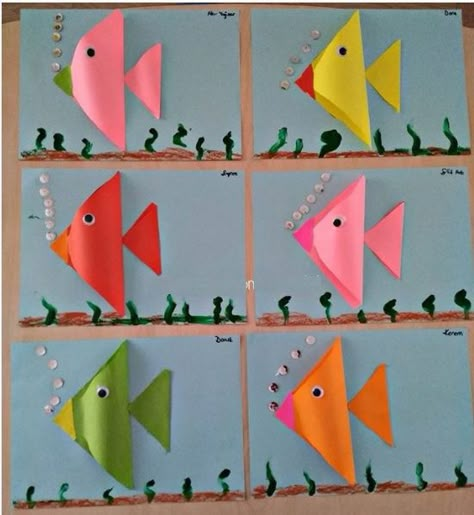 triangle fish craft | Crafts and Worksheets for Preschool,Toddler and Kindergarten Fish Crafts Kids, Craft Fish, Rainbow Fish Crafts, Shape Activities Preschool, Fish Craft, Math Crafts, Pinterest Crafts, Sea Crafts, Fish Crafts