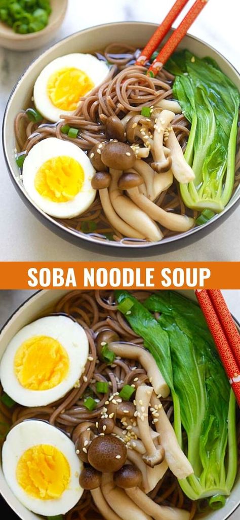 Japanese Soba Noodle Soup, Buckwheat Noodle Soup, Soba Noodle Soup Recipe, Soba Soup Recipes, Soba Noodle Recipe Soup, Easy Soba Noodle Recipe, Japanese Soba Noodle Recipe, Soba Recipes, Ramen Meals