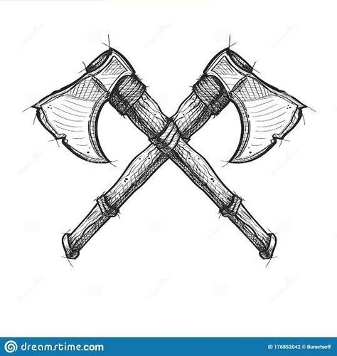 Viking Axes Design Tattoo, Viking Axes Design, Mage Tattoo, Tommy Tattoo, Henry Tattoo, Viking Drawings, Hammer Tattoo, Norse Mythology Tattoo, Matching Best Friend Tattoos