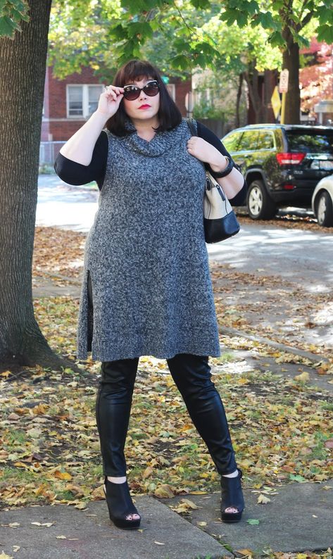 Plus Size Winter Outfit, Leather Jeggings, Anniversary Outfit, Plus Size Winter Outfits, Plus Size Fall Outfit, Plus Size Winter, Dresses Casual Winter, Sweater Tunic, Winter Outfit Inspiration