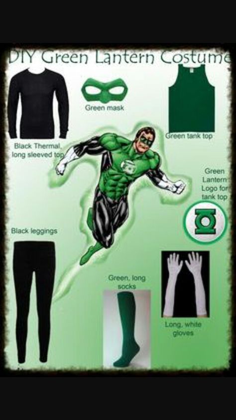 DIY green lanter Superhero Costume Ideas, Green Lantern Party, Green Lantern Costume, Lantern Costume, Diy Superhero Costume, Holloween Costumes, Superhero Halloween Costumes, Diy Superhero, Green Lantern Logo