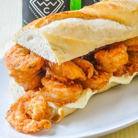 Fish and Seafood Archives - Page 2 of 8 - Rock Recipes Southern Fried Shrimp, Po Boy Sandwich, Seasoned Shrimp, Easy Weekday Dinners, Cooking And Baking Recipes, Shrimp Po Boy, Rock Recipes, Baking Inspiration, French Baguette