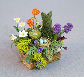 Good Sam Showcase of Miniatures: Celebrating Easter with Good Sam Dealers Easter Village, Dollhouse Garden, Miniature Things, Painted Clay Pots, Flower Cart, Miniature Projects, Halloween Scene, Spring Is In The Air, Miniature Plants